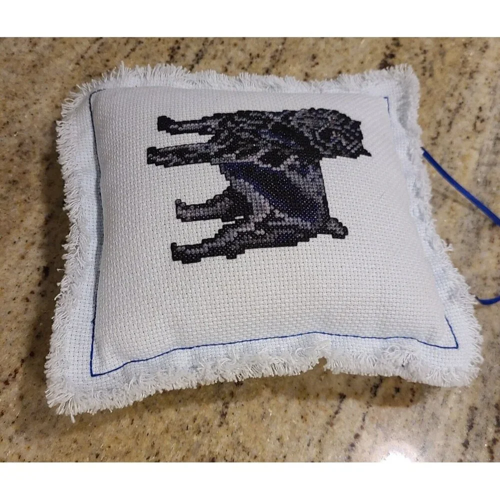 Affenpinsch Needlepoint Cross Stitch Mini Pillow Door Knob Hanger Blue Fur Baby